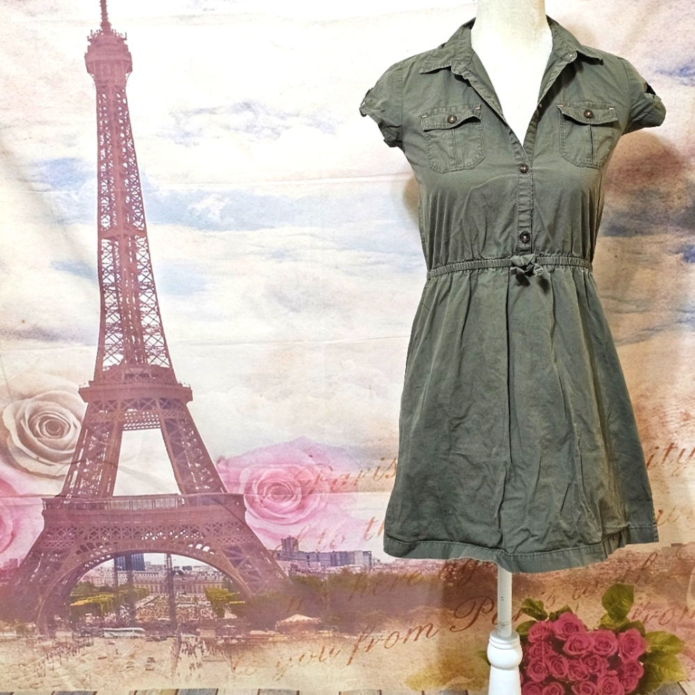 Gap KIDS Casual Green Shirt Dress Sz XXL 100% Cotton